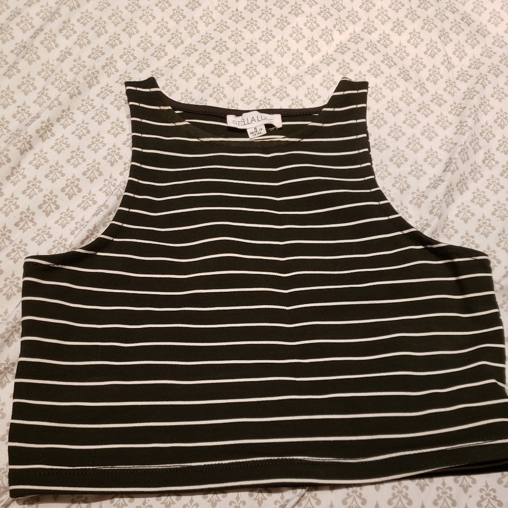 Black with white stripes crop top